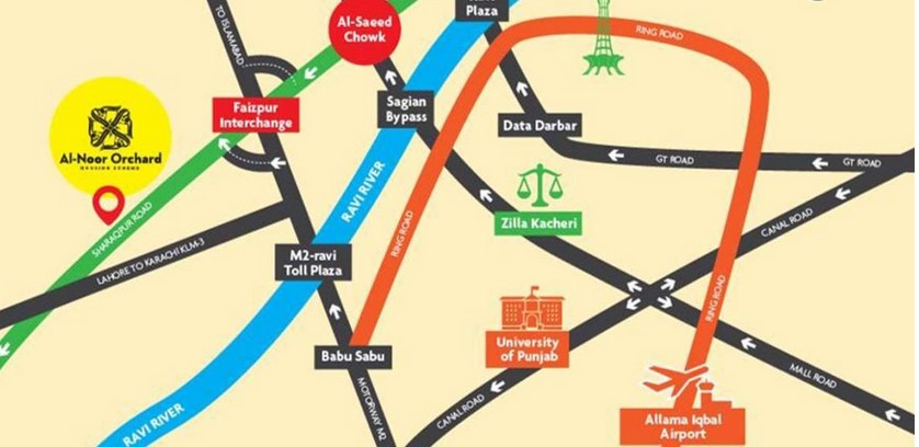 Al Noor Orchard Lahore Location Map