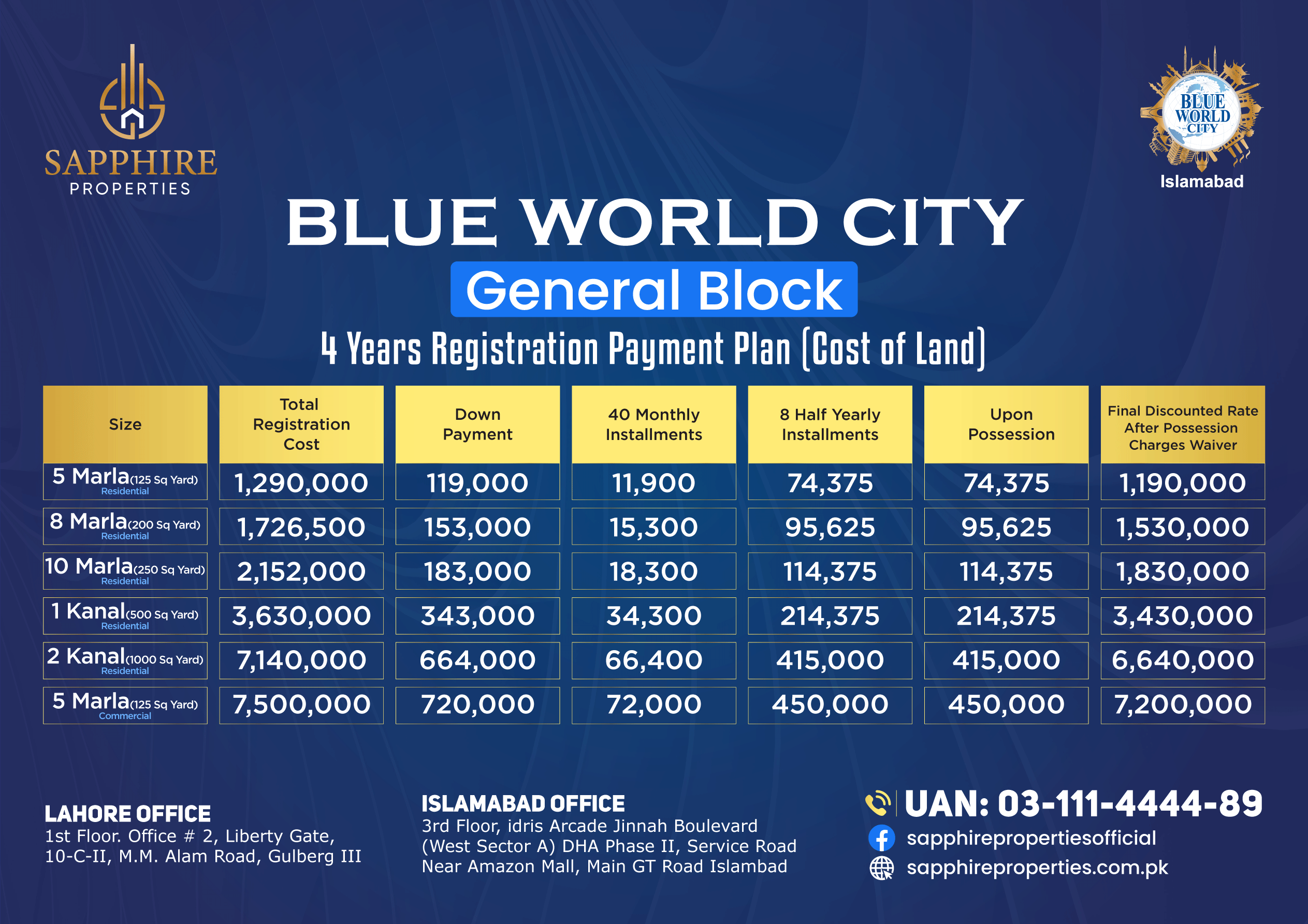 blue world city general block payment plan