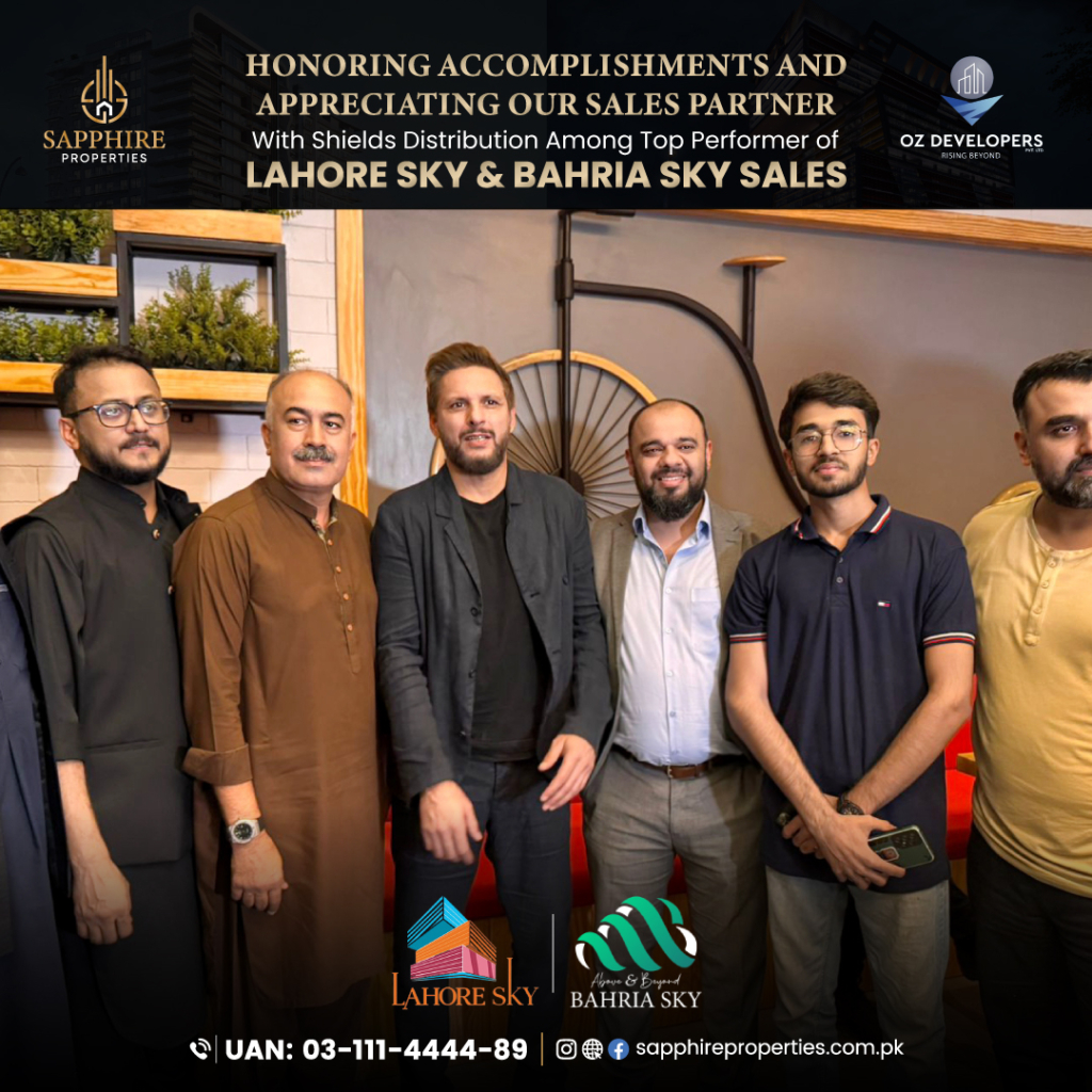 Sapphire Properties Honored as Top Performer in Lahore Sky and Bahria Sky Sales by OZ Developers