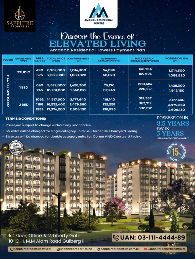 Amanah Residential Towers Payment Plan