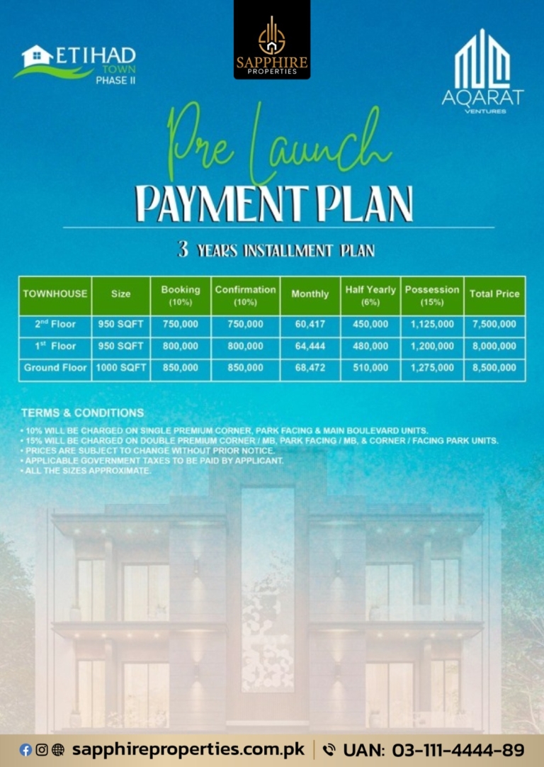 Etihad Town Phase 3 Payment Plan